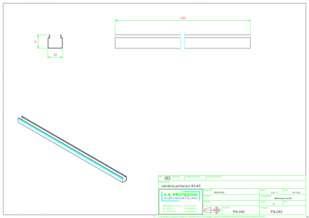 Canalina 40x40 in alluminio