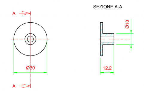 Pattino rotondo per profili cava 10