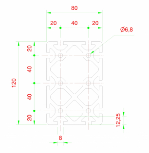 Profilo in alluminio 120x80