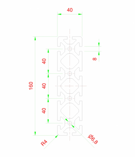 Profilo in alluminio 160x40