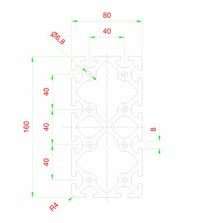 Profilo in alluminio 160x80