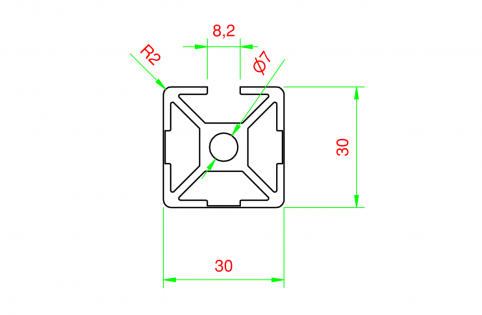 Profilo in alluminio 30x30