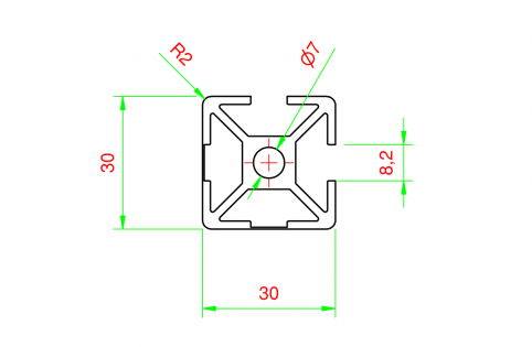 Profilo in alluminio 30x30