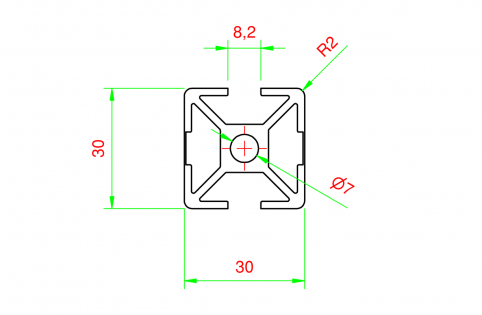 Profilo in alluminio 30x30