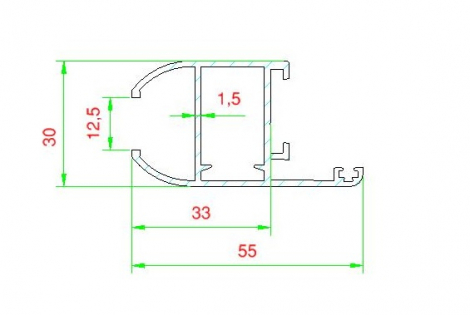 Profilo in alluminio 30x55