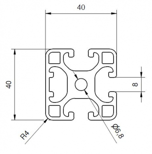 Profilo in alluminio 40x40