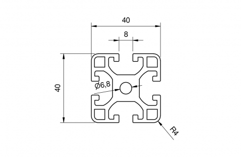 Profilo in alluminio 40x40