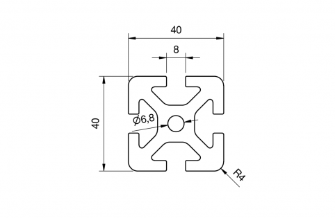 Profilo in alluminio 40x40