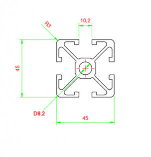 Profilo in alluminio 45x45