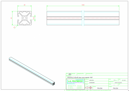 Profilo in alluminio 45x45