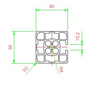 Profilo in alluminio 60x60