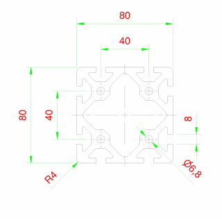 Profilo in alluminio 80x80