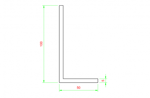 Profilo in alluminio angolare 100x50mm - spessore 5mm