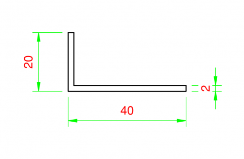 Profilo in alluminio angolare 20x40mm - spessore 2mm