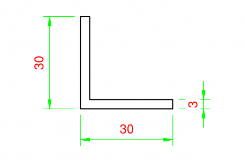 Profilo in alluminio angolare 30x30mm - spessore 3mm