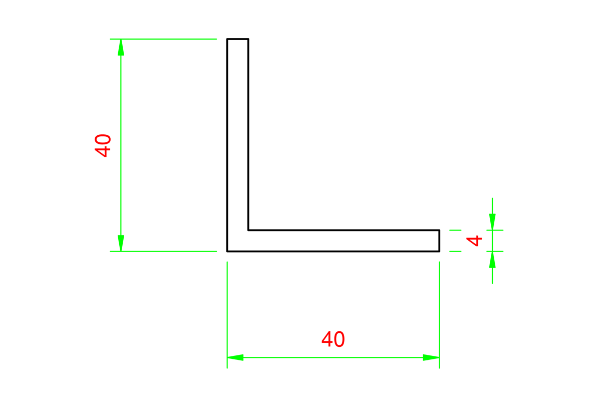 Profilo angolare algo, dimensione 40x40x1,5 mm, lunghezza 2000 mm, alluminio finitura argento anodizzato