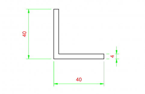 Profilo in alluminio angolare 40x40mm - spessore 4mm