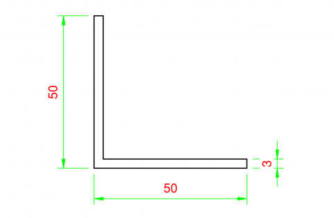 Profilo in alluminio angolare 50x50mm - spessore 3mm