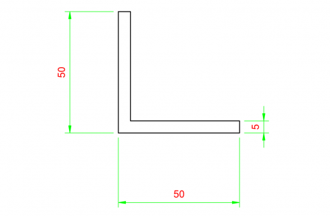 Profilo in alluminio angolare 50x50mm - spessore 5mm