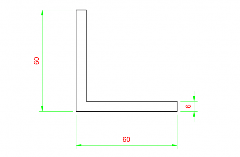 Profilo in alluminio angolare 60x60mm - spessore 6mm