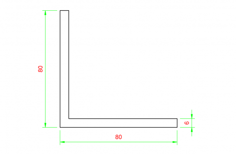 Profilo in alluminio angolare 80x80mm - spessore 6mm