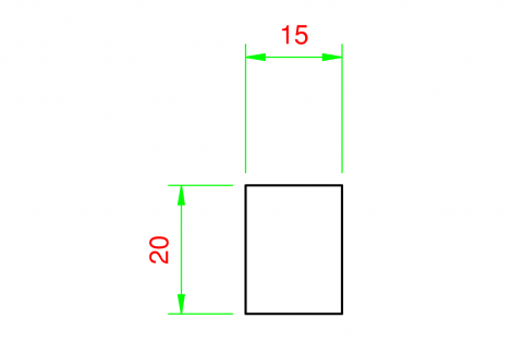 Profilo in alluminio piatto 15x20mm