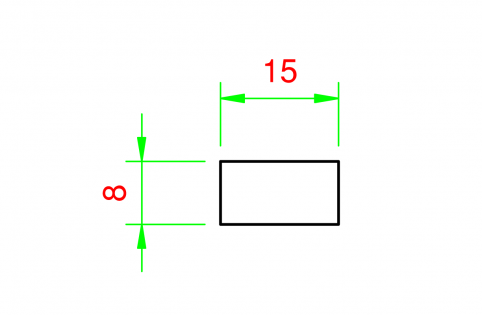 Profilo in alluminio piatto 15x8mm