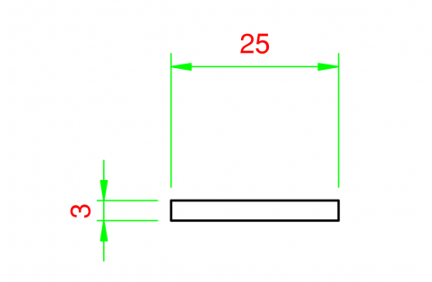 Profilo in alluminio piatto 25x3mm