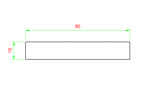 Profilo in alluminio piatto 90x15mm
