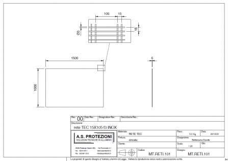 Rete in Acciaio inossidabile Maglia: 15x105mm