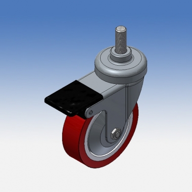 Ruota girevole con freno filetto M10