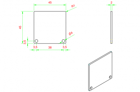 Tappo per canalina 45x45