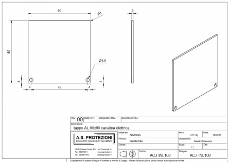 Tappo per canalina 80x80