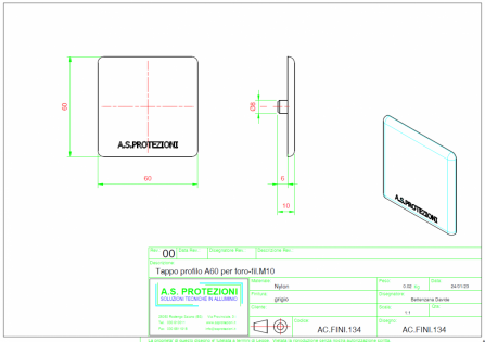 Tappo per profilo 60x60