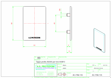 Tappo per profilo 60x90