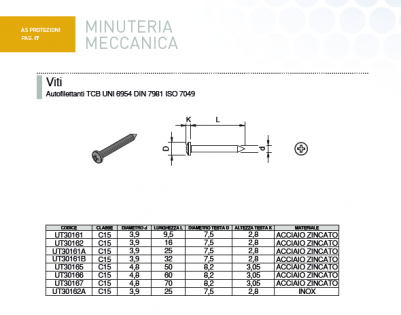 Vite autofilettante TCB - Ø3.9x25 - C15