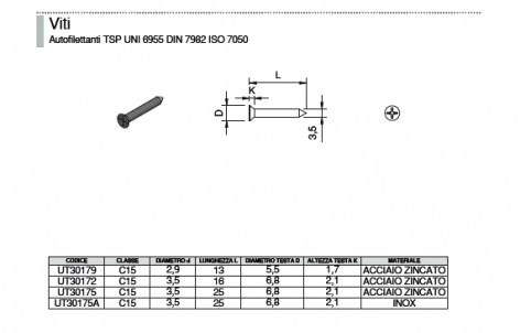 Vite autofilettante TSP - Ø3.5x25 - C15